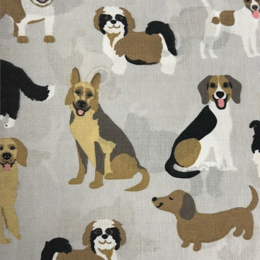 Dog Print 3pc Sheet Set Twin Belvedere Gray Dogs Bulldog Collie Dachshund Yorkie